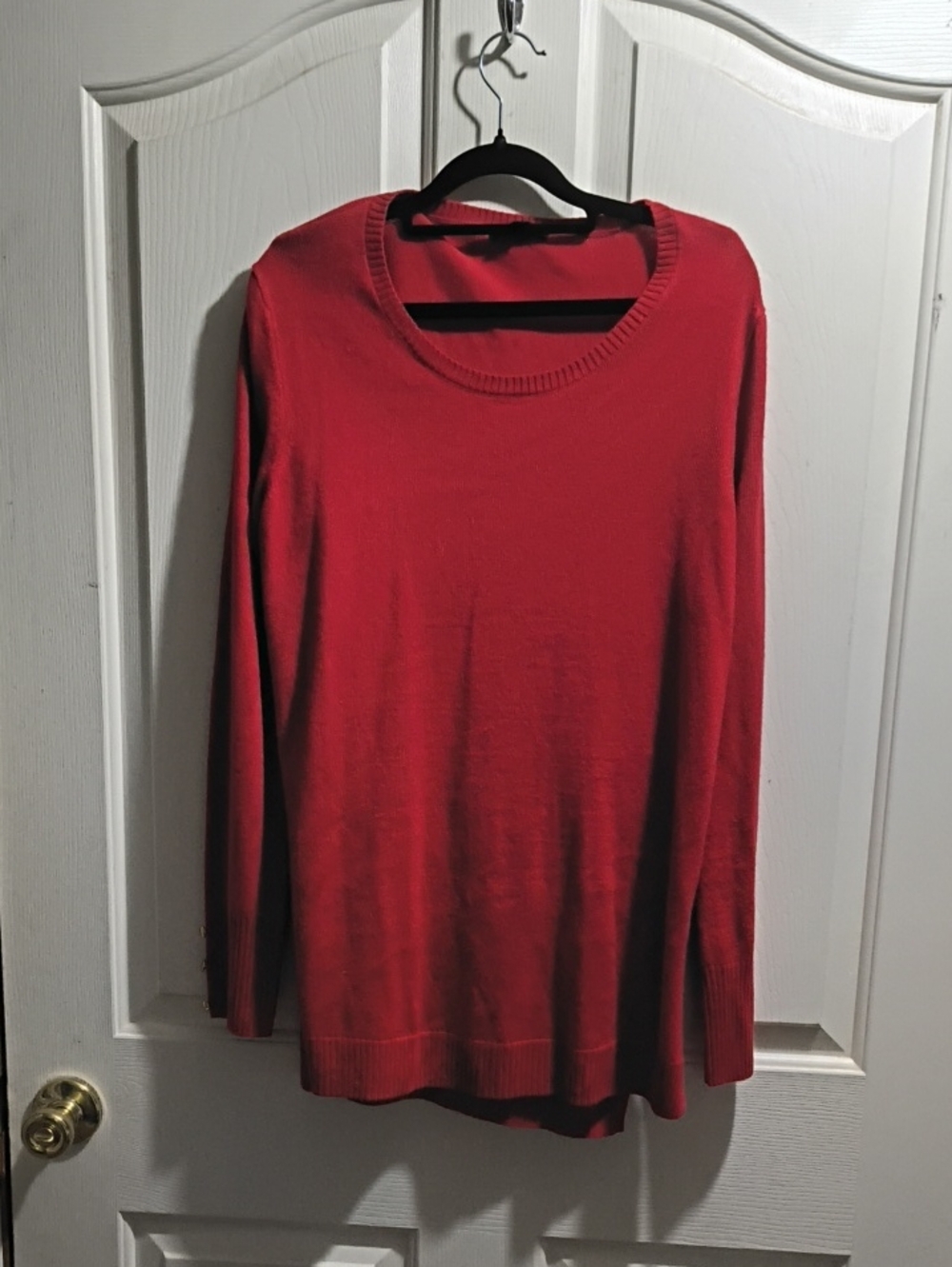 IMAN Red Scoop Neck Lightweight Sweater